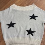 Exlura Sweater Womens XL/2XL Off the Shoulder Batwing Cream Star Loose Fit Photo 1