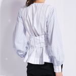 Ganni  Striped Wrap Blouse White Blue FR 36 US 4 Photo 1