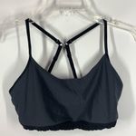 Ballys Women's Solid Adjustable Strap Back Hook Sports Bra Black Size Large Photo 0