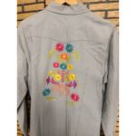 Ivy Jane  Gray Floral Embroidered  Pearl Snap Button Down Dress Size XL Photo 6