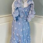 BB Dakota  NWT Ruffled Embroidered Eyelet Blue & White Dress Medium Photo 6