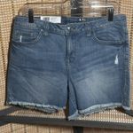 Seven7  Frayed Hem Distressed Denim Weekend Shorts, 5" Rise Photo 0
