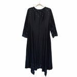 Reborn Midi Dress with Batwing Hem and 3/4 Sleeves Black Turquoise Floral 3X Photo 2