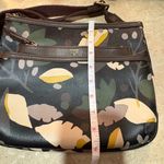 Fossil  Leaf print crossbody purse bag canvas with leather trim pockets Photo 14