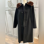 Source Unknown Vintage 1950s Women’s Black Dress Coat with‎ Fur Collar Hollywood Glamour Large Photo 11