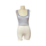 ZARA  Contour Collection Seamless Striped Romper White Navy Blue Size XS /‎ S Photo 3
