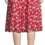 Karl Lagerfeld Floral-Print Pleated A-Line Skirt Size 10 Red Photo 1