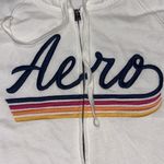 Aeropostale Large Aero Zip up hoodie Womens cream rainbow stripes embroidered Photo 1