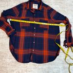 Mossimo Women’s XL Boyfriend Fit Red Blue Button Down Flannel Long Sleeve Shirt Photo 3
