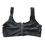 None Black Zipper Front Y2K VTG 90s 2000s Coquette Retro Swimwear Bikini Top Medium Photo 2