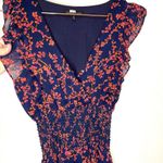 Slate + Willow Navy Smocked Waist Red Orange Printed Florals Dress Size XS Photo 12