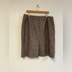 Nipón boutique brown with colorful rainbow specks Wool blend Pencil Skirt split Size 18 Photo 1