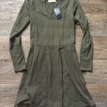 Hollister NWT  Olive Green Keyhole Skater Dress – Long Sleeve, Size Small Photo 0