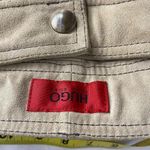 Hugo Boss Vintage Red Label Lamorin Low Rise 100% Leather Wide Leg Tan Pants-10 Photo 2