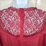 Modcloth Moon Floral Lace Yoke Top Ruffle Trim Burgundy Wine Red M Photo 5