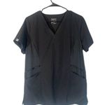 Hanes Black Comfort Fit Casual Short Sleeve V-Neck Stretch Scrub Top Women Sz S Photo 0