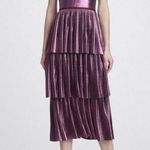 đź’•MARCHESA NOTTEđź’• Lame Pleated Tiered Midi Length Cocktail Dress Lilac Purple 0 Photo 0