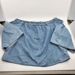 Madewell  Womens Off-The-Shoulder Chambray Denim Crop Top Bell Sleeves Size S Photo 4