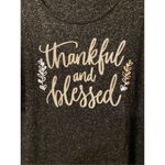 Ava James  Charcoal Gray Thankful And Blessed Short Sleeve Scoop Neck Shirt Size Photo 2