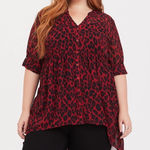 Torrid Plus Size Red Leopard Print Lexie Chiffon Hi-Low Tunic Top Photo 0