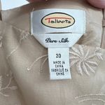 Talbots  silk embroidered beaded cream tan slip floral classic dress plus size 20 Photo 3
