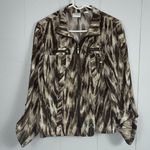 Chico's Zenergy by Chico’s Brown/Beige Zip Up Abstract Print Jacket Size 2 Photo 2