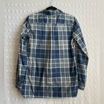 Garnet Hill  Pima Cotton Plaid Long Sleeve Button Sz 02 Navy Grey Photo 1