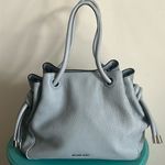 Michael Kors  Large Pebbled Leather Dalia Dusty Blue Tote Shoulder Bag Photo 0