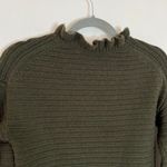 Madewell Ruffle Neck Cotton Merino Wool Boxy Pullover Sweater Olive Green Photo 7