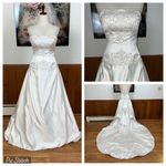 Elegant Essense of Australia Strapless Beaded Satin Wedding Gown! White Size 8 Photo 1