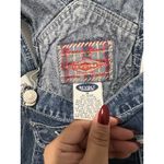 REVOLT Vintage 90's Bib Overalls Logo Pockets Denim Shorts Adjustable Medium Blue Photo 6