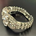 Banana Republic  Silver-tone Pave Rhinestones Flower Hinged Bangle Bracelet Photo 2