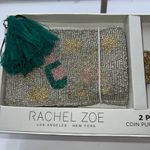 Rachel Zoe 2 Piece Coin Purse & Charm Set Beaded Star Champagne Bottle Green Photo 2