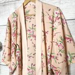 Symphony  Cream & Pink Floral Open Front Kimono Robe Size Small Photo 5