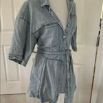 We The Free  Light Blue Denim Tied Short Sleeve Dress Photo 3