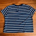 Gap Organic Vintage Soft Cropped Striped Blue White Baby T-Shirt Women’s Size M Photo 5