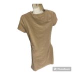 Papaya Golden slogan STOP AND SMELL THE COFFEE Tan brown Camel velvet short dress S Photo 2