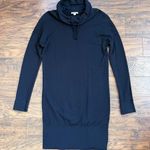 James Perse • Funnel Neck Sweatshirt Dress black cotton terry mini Photo 0