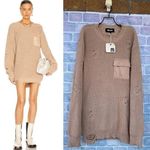 SER.O.YA Devin distressed Sweater dress in tan size small Photo 0