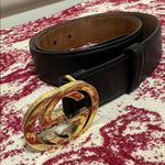 Gucci  Black Belt with Gold GG Buckle Photo 1