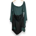 Pirate Wench Halloween Costume Women Long Bell Sleeves Corset Asymmetrical‎ Hem Green Size L Photo 2