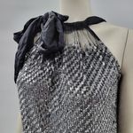 Mark & James Glittery Sequin Dress Womens M Black Silver Halter Tie Neck Mini Size M Photo 5