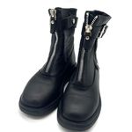 Genuine Leather Fur Boots Ankle Booties Zipper Booties Slip On Shoes Winter Shoes Tall Boots Combat Boots Black Size 6 Photo 4