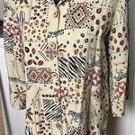 draper's & damon's  Women’s PM Button Up Beige Black VTG Geometric Shirt 3/4 Sleeve Photo 9