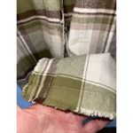 Blu Pepper  Green Brown white Plaid Flannel Shacket Pockets raw hem Womens L NWOT Photo 2