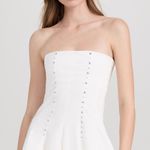 Pleated Studded White Mini Dress Size L Photo 0