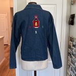 Teacher vintage patchwork denim jacket Apple math school bus Blue Photo 9
