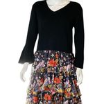 Women Dalia MacPhee blk/multicolor long sleeve ruffle layered dress. XL Photo 0