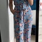 Lila Rose Blue Floral Jumpsuit Photo 0