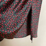 Dip Skirt Floral Print Midi Straight Rose Pattern Slit Black Red Medium Women Photo 7